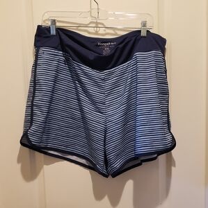 Hang Ten Navy and White Striped Women's Swim Shorts (BOTTOMS ONLY)